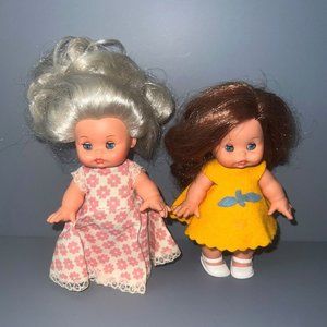 Furga Italy Tina & Tilly 6" Doll Lot Pink Flower Dress & Yellow Dress Vintage